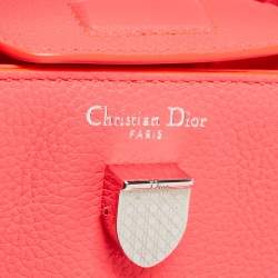 Pre Owned Dior Neon Orange Leather Small Diorever Tote