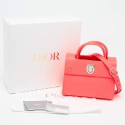 Pre Owned Dior Neon Orange Leather Small Diorever Tote