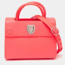Pre Owned Dior Neon Orange Leather Small Diorever Tote