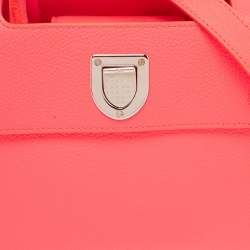 Pre Owned Dior Neon Orange Leather Small Diorever Tote