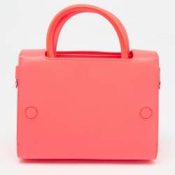 Pre Owned Dior Neon Orange Leather Small Diorever Tote