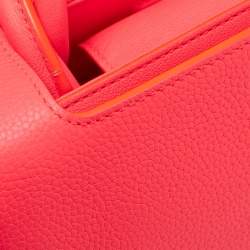 Pre Owned Dior Neon Orange Leather Small Diorever Tote