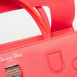 Pre Owned Dior Neon Orange Leather Small Diorever Tote