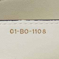 Pre Owned Dior Off White Leather Medium Embroidered Beads Lady Dior Tote