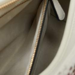 Pre Owned Dior Off White Leather Medium Embroidered Beads Lady Dior Tote