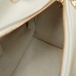 Pre Owned Dior Off White Leather Medium Embroidered Beads Lady Dior Tote