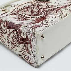 Pre Owned Dior Off White Leather Medium Embroidered Beads Lady Dior Tote