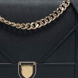 مملوكة مسبقًا Dior Black Leather Large Diorama Flap Shoulder Bag