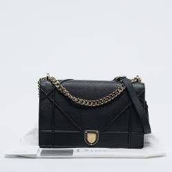 مملوكة مسبقًا Dior Black Leather Large Diorama Flap Shoulder Bag