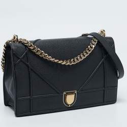 مملوكة مسبقًا Dior Black Leather Large Diorama Flap Shoulder Bag