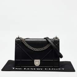 Pre Owned Dior Black Leather Large Diorama Flap Shoulder Bag