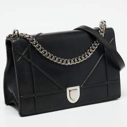Pre Owned Dior Black Leather Large Diorama Flap Shoulder Bag