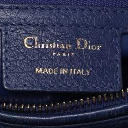 Pre Owned Dior Blue Ostrich Medium Lady Dior Tote