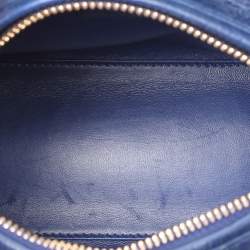 Pre Owned Dior Blue Ostrich Medium Lady Dior Tote
