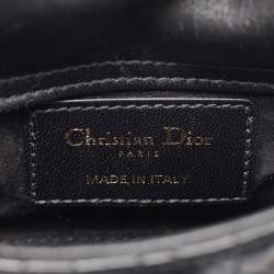 Pre Owned Dior Black Cannage Leather Micro Lady Dior Tote