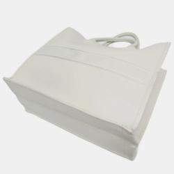 Pre Owned Christian Dior Black White Book Medium Leather Tote Bag