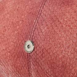 Pre Owned Dior Burgundy Snakeskin and Leather Buckle Flap Shoulder Bag