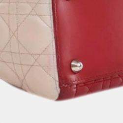 Dior Red Lambskin Leather Large Bicolor Cannage Lady Dior Bag