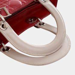 Dior Red Lambskin Leather Large Bicolor Cannage Lady Dior Bag