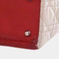 Dior Red Lambskin Leather Large Bicolor Cannage Lady Dior Bag