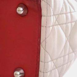 Dior Red Lambskin Leather Large Bicolor Cannage Lady Dior Bag