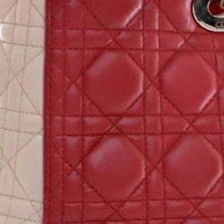 Dior Red Lambskin Leather Large Bicolor Cannage Lady Dior Bag