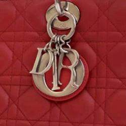 Dior Red Lambskin Leather Large Bicolor Cannage Lady Dior Bag