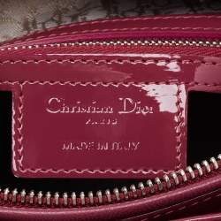 Dior Fuchsia Cannage Patent Leather Large Lady Dior Tote