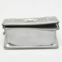 Pre Owned Dior Silver Cannage Patent Leather Baby Diorama Chain Bag