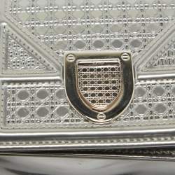 Pre Owned Dior Silver Cannage Patent Leather Baby Diorama Chain Bag