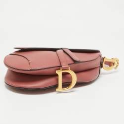Pre Owned Dior Pink Leather Saddle Bag