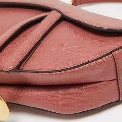 Pre Owned Dior Pink Leather Saddle Bag