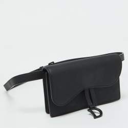 Dior Black Leather Saddle Flap Belt Bag