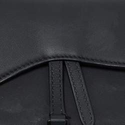 Dior Black Leather Saddle Flap Belt Bag