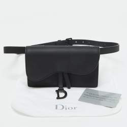 Dior Black Leather Saddle Flap Belt Bag