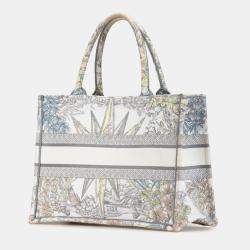 Christian Dior White Multicolor Jacquard Dior Reve D'Anfini Book Tote Bag