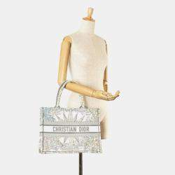 Christian Dior White Multicolor Jacquard Dior Reve D'Anfini Book Tote Bag