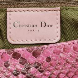 Pre Owned Dior Pink Leather and Python Malice Shoulder Bag