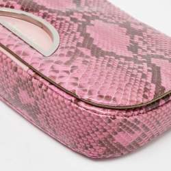 Pre Owned Dior Pink Leather and Python Malice Shoulder Bag