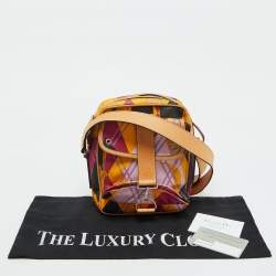 Dior Multicolor Graphic Printed Fabric and Leather Shoulder Bag