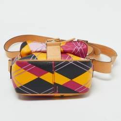 Dior Multicolor Graphic Printed Fabric and Leather Shoulder Bag