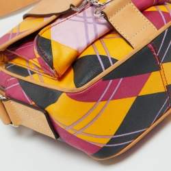 Dior Multicolor Graphic Printed Fabric and Leather Shoulder Bag