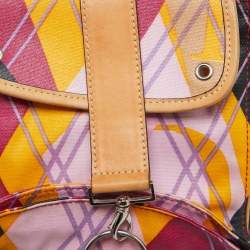 Dior Multicolor Graphic Printed Fabric and Leather Shoulder Bag
