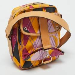 Dior Multicolor Graphic Printed Fabric and Leather Shoulder Bag