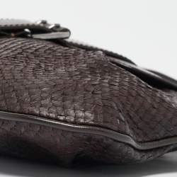 Pre Owned Dior Brown Leather and Python Vintage Baguette Bag