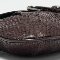 Pre Owned Dior Brown Leather and Python Vintage Baguette Bag