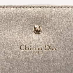 Pre Owned Dior Metallic Beige Leather Diorama Wallet on Chain