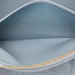 Pre Owned Dior Dust Blue Quilted Leather Caro Wristlet Clutch