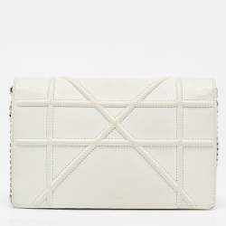 Pre Owned Dior White Cannage Leather Diorama Wallet On Chain