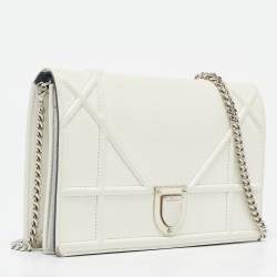 Pre Owned Dior White Cannage Leather Diorama Wallet On Chain